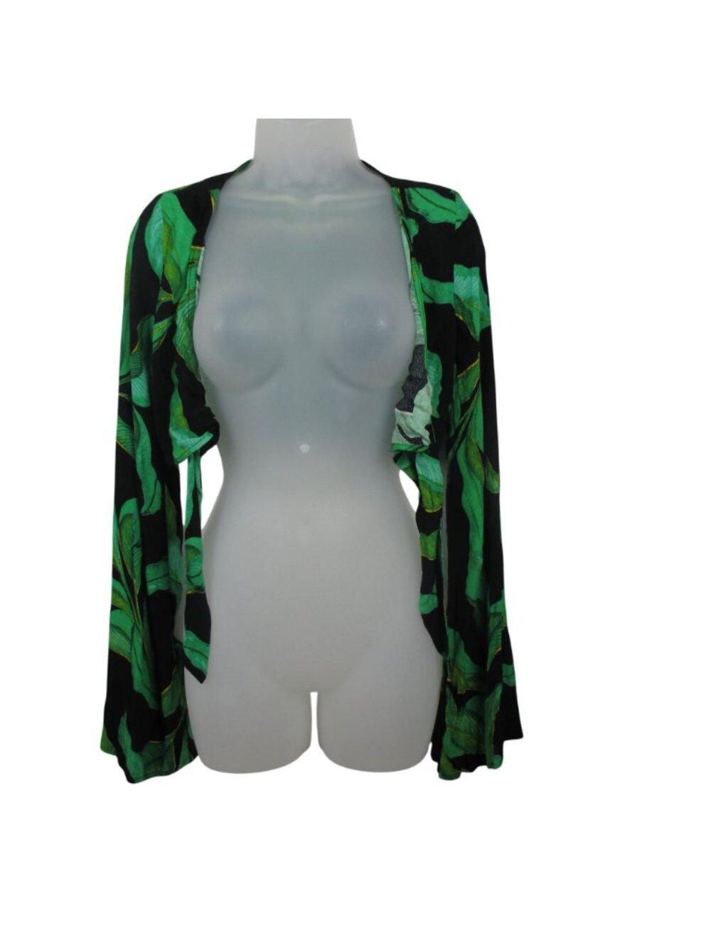 Forever 21 Front Crop Tie Top Tropical Palm Leaves Coachella Festival Size S NEW - Picture 4 of 6